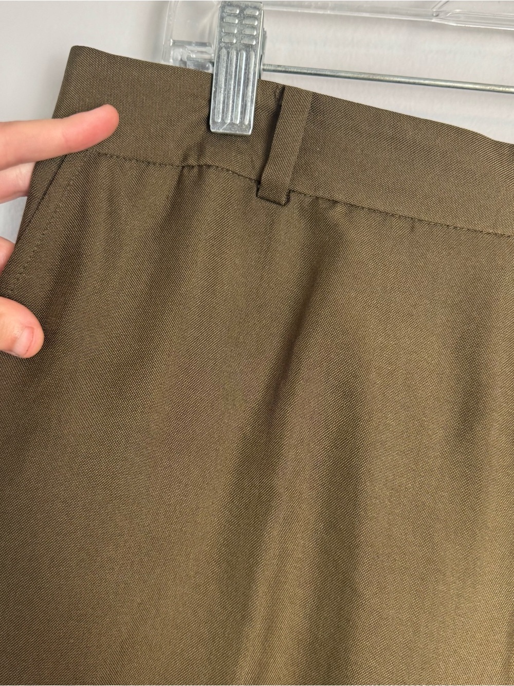 Lauren Ralph Lauren 100% Sill Women's Straight Leg Pants in Olive Brown Size 12 - Picture 2 of 9